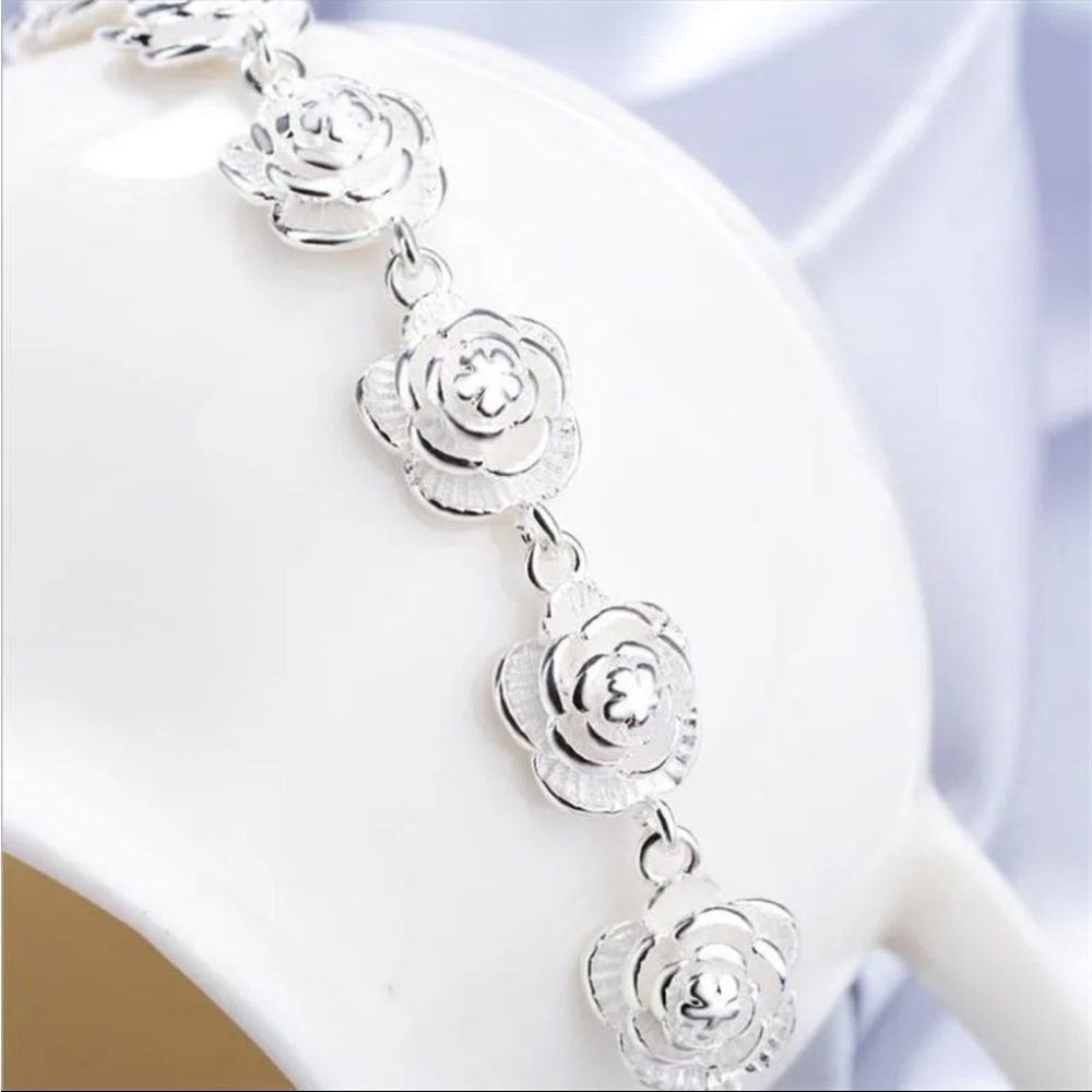 Sterling Silver Rose Bracelet - Picture 2 of 2